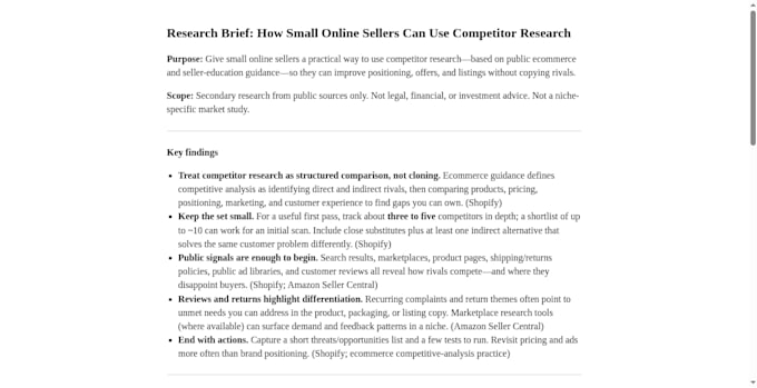 research brief competitor and content research for your topic