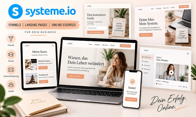 do german systeme io sales funnel landing page systeme io online course website