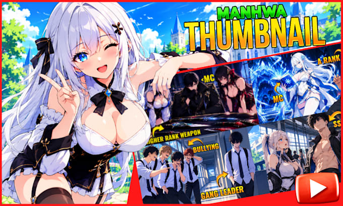 create quick manhwa manga recap thumbnails for youtube