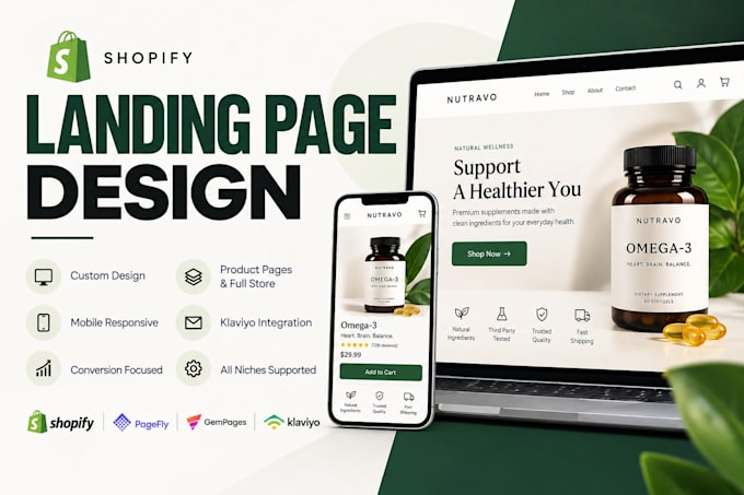 design a high converting shopify supplement product landing page
