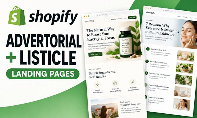build a shopify advertorial and listicle landing page