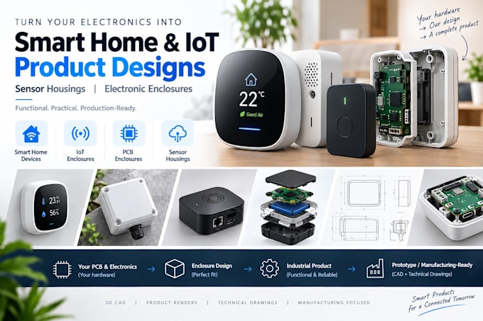 design smart home iot devices, sensor housings and electronic enclosures