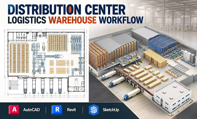 design distribution center logistics warehouse workflow autocad layouts