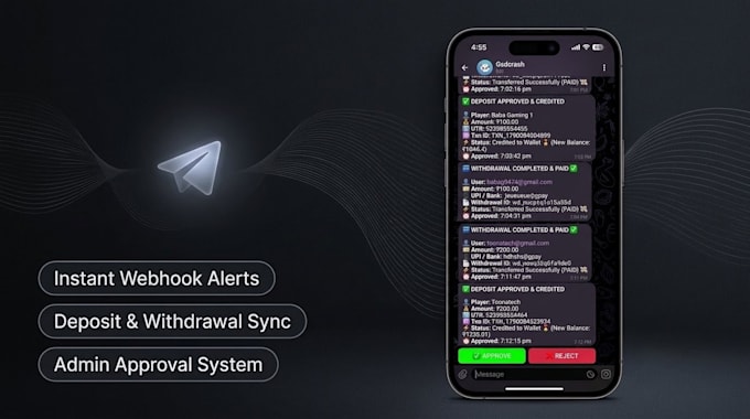build automated telegram webhook bot for payment and deposit
