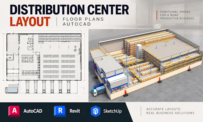 design distribution center layout logistics warehouse floor plans autocad