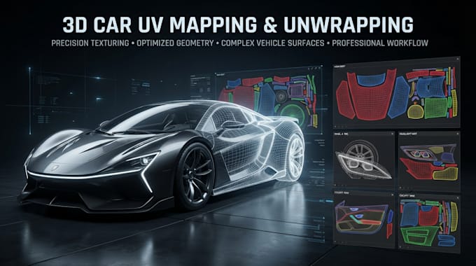 uv map and unwrap your 3d car model for game assets and high quality rendering