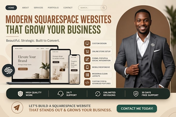 create build design redesign fix and customize squarespace website and template