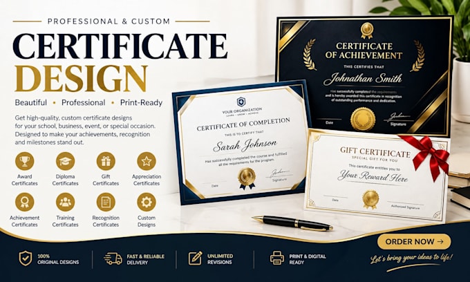 design professional certificate, custom certificate, gift and unique certificate