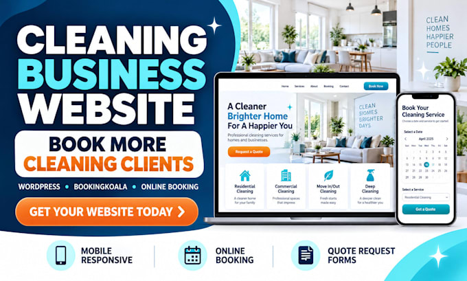 build office cleaning services website, home cleaning website bookingkoala