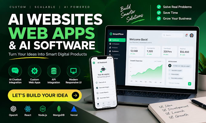 custom ai websites, web apps and ai software