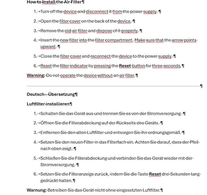 proofread and correct your german text