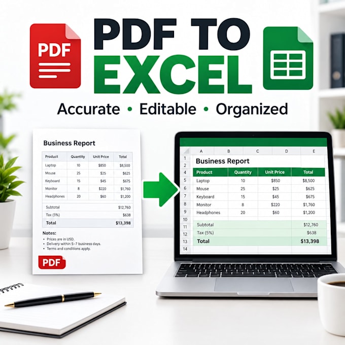 pdf to excel or word conversion