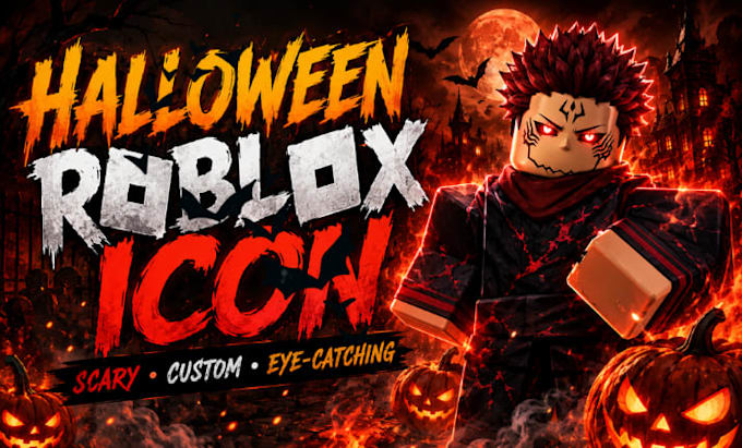create a scary halloween roblox and minecraft game icon for your game