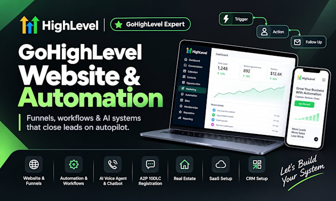 setup gohighlevel saas, ai chatbot, virtual assistant and go high level workflow