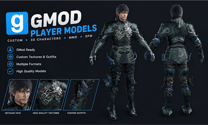 create gmod player models 3d characters, mmd, sfm ocg models