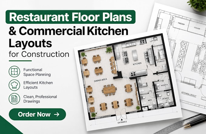 design restaurant floor plans and commercial kitchen layouts for construction