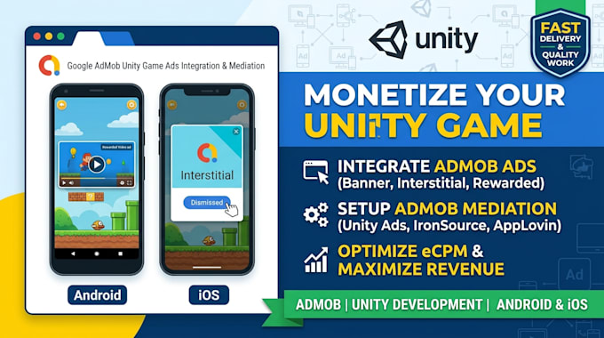 integrate admob unity game ads and setup admob mediation unity ads