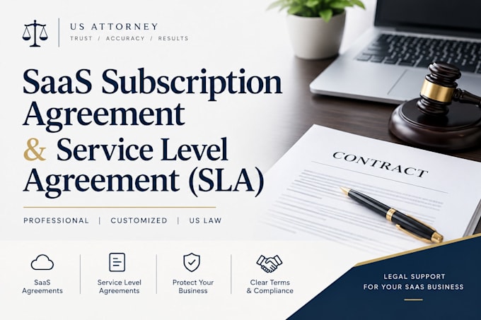 draft a saas subscription agreement and sla as a US attorney