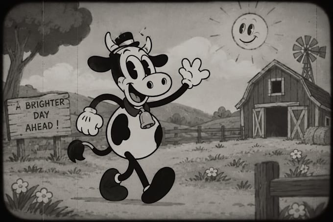 create 1930s rubber hose style 2d cartoon animation