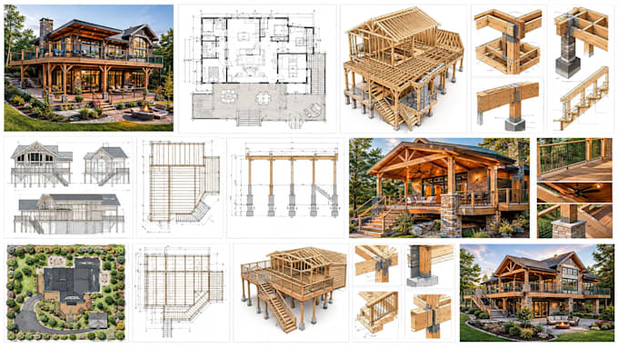 draw structural framing 2d floor plan for residential permit deck porch permit