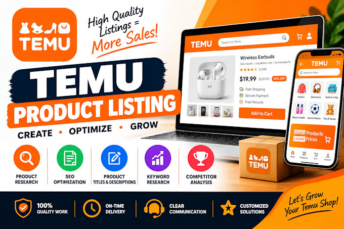 create and optimize temu product listings