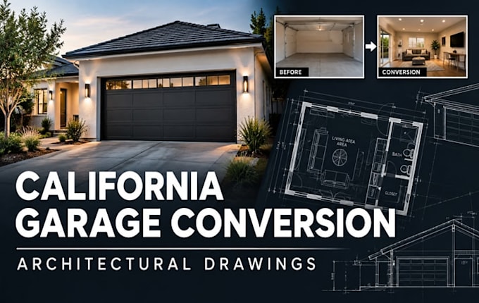 create california garage conversion architectural drawing