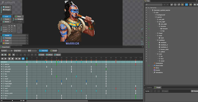 create 2d character animation in spine for your game