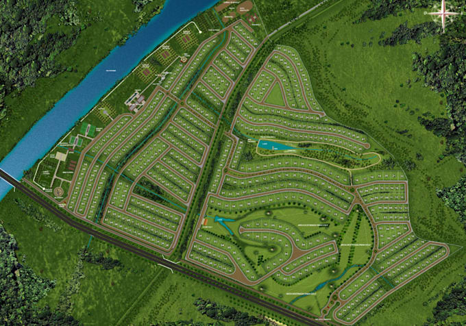 develop real estate urban planning, community layout, google site map rendering
