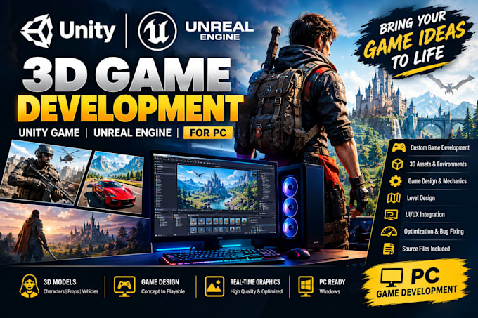 3d game development unity game unreal engine for pc