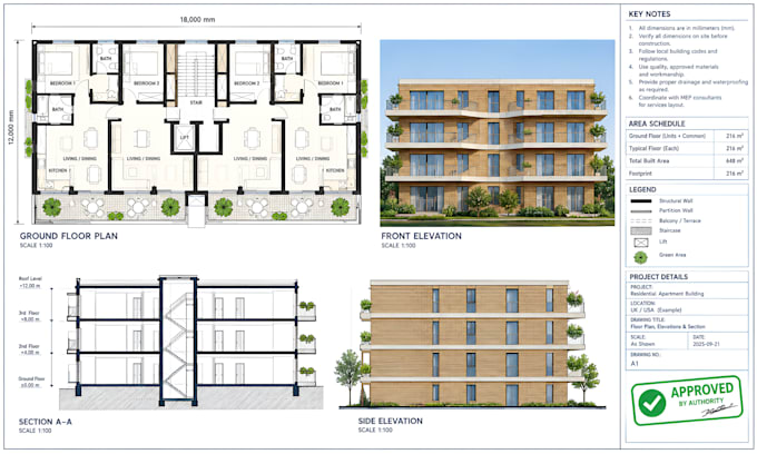 draw UK building regulations drawings with construction notes and details
