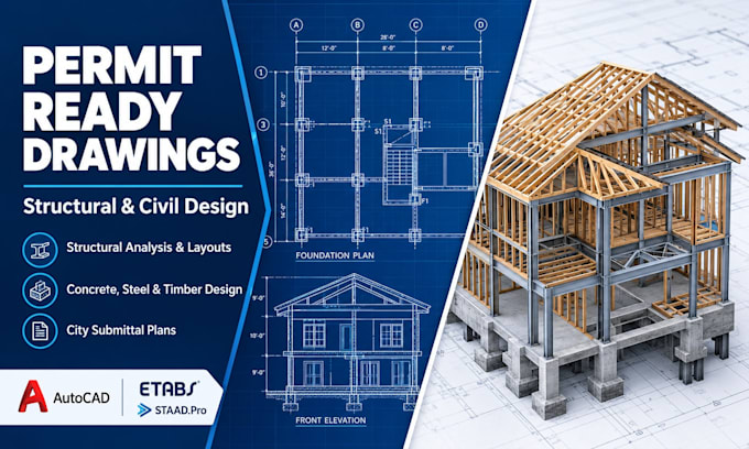 design code compliant city permit drawings and structural plans