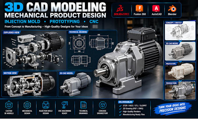 3d cad modeling,3d mechanical product design, injection mold for prototyping cnc