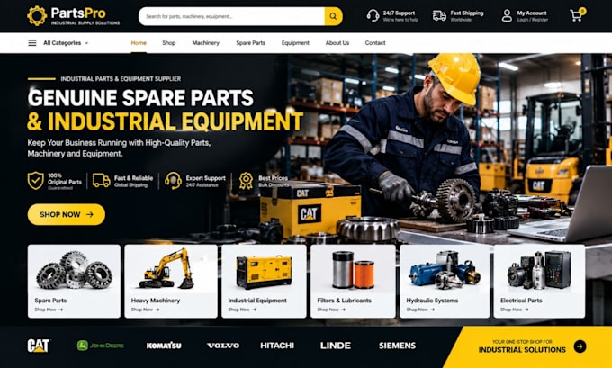 build spare parts store machinery website equipment website