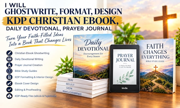 ghostwrite, format, design kdp christain ebook, daily devotional, prayer journal