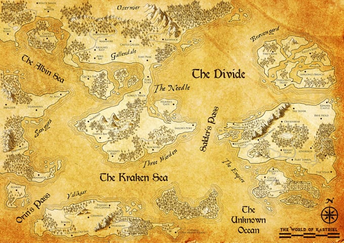 draw a professional fantasy or scifi map  illustration