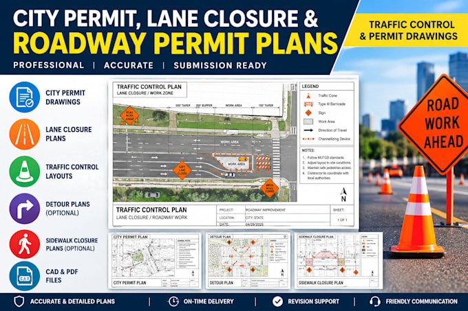 create city permit, lane closure and roadway permit plans