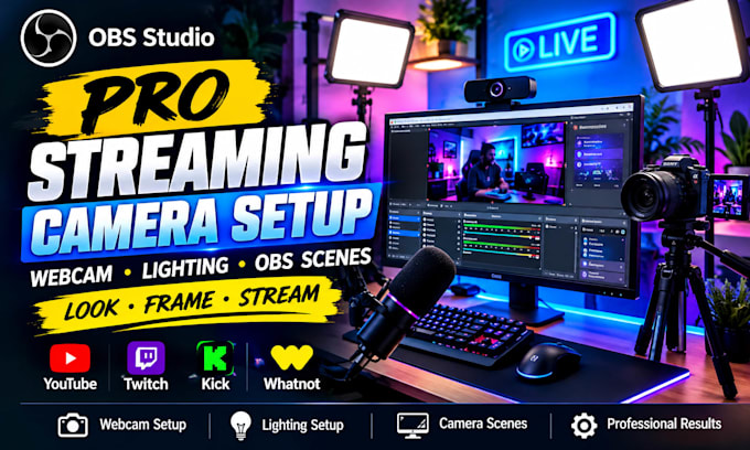 setup webcam, lighting and camera scenes for streaming