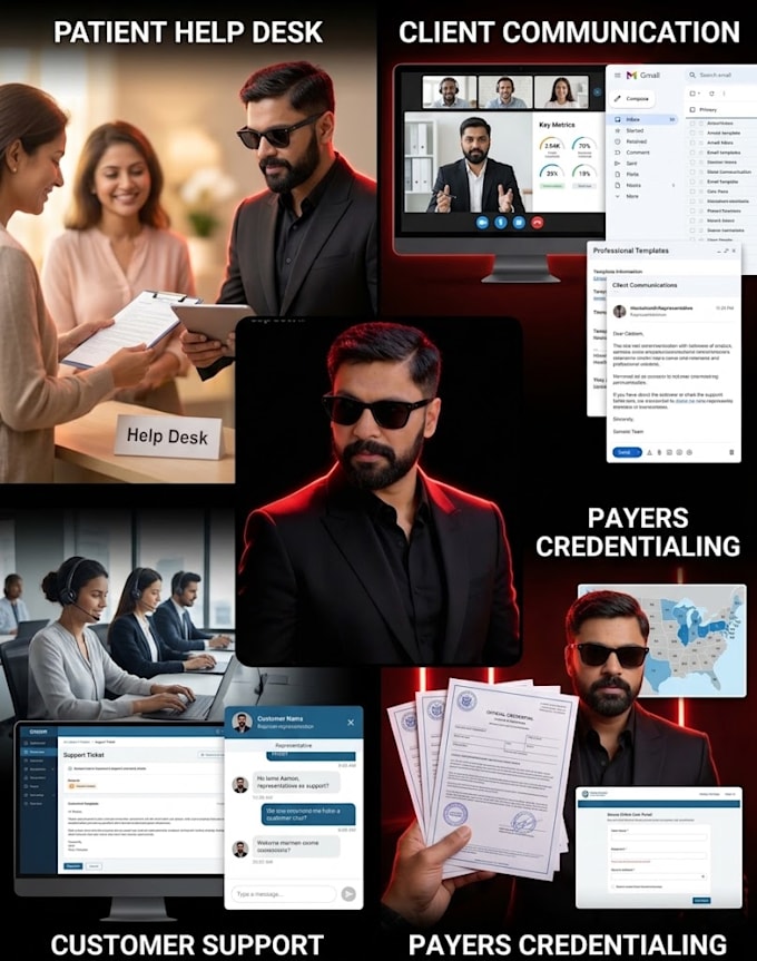 financial reporting, patient helpdesk and credentialing