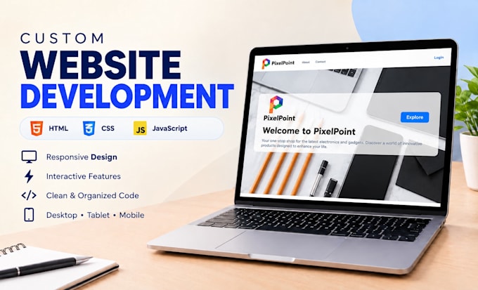 build a responsive custom website with HTML CSS javascript