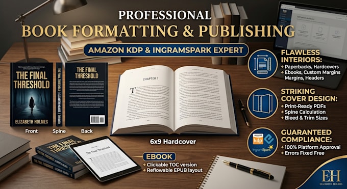 do book formatting, amazon kdp paperback formatting and book publishing