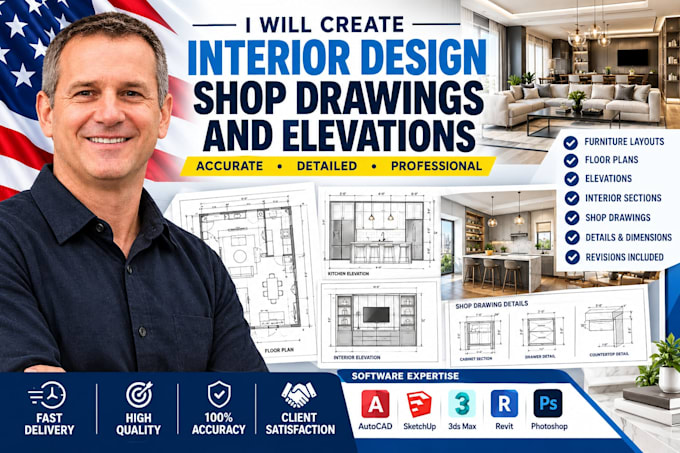 create interior design shop drawings and elevations