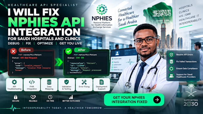 fix nphies API integration for saudi hospitals and clinics