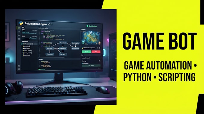 develop a custom game bot, game automation, python bot and gaming script