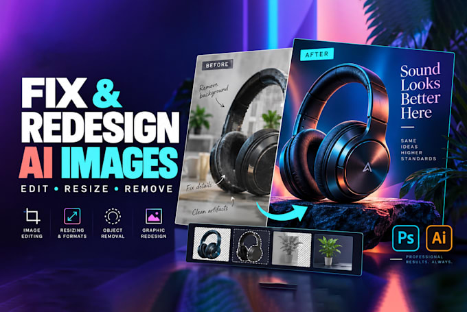 redesign, resize, remove, edit ai designs