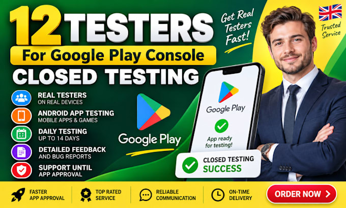 provide 12 testers for your google play console closed testing app testing