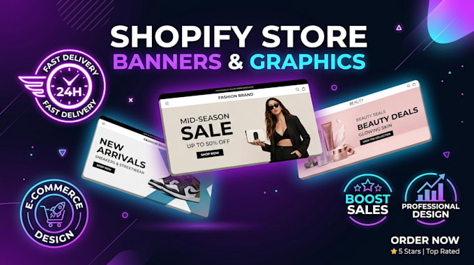 design high converting shopify store banners, sliders, and e commerce graphics