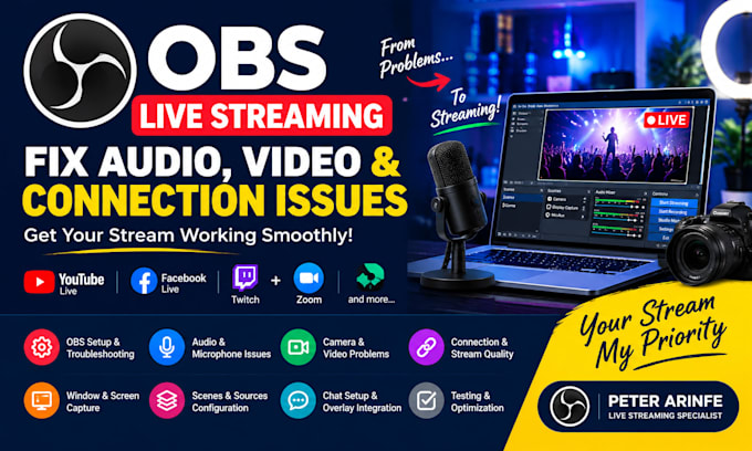 fix obs live streaming audio video and connection issues