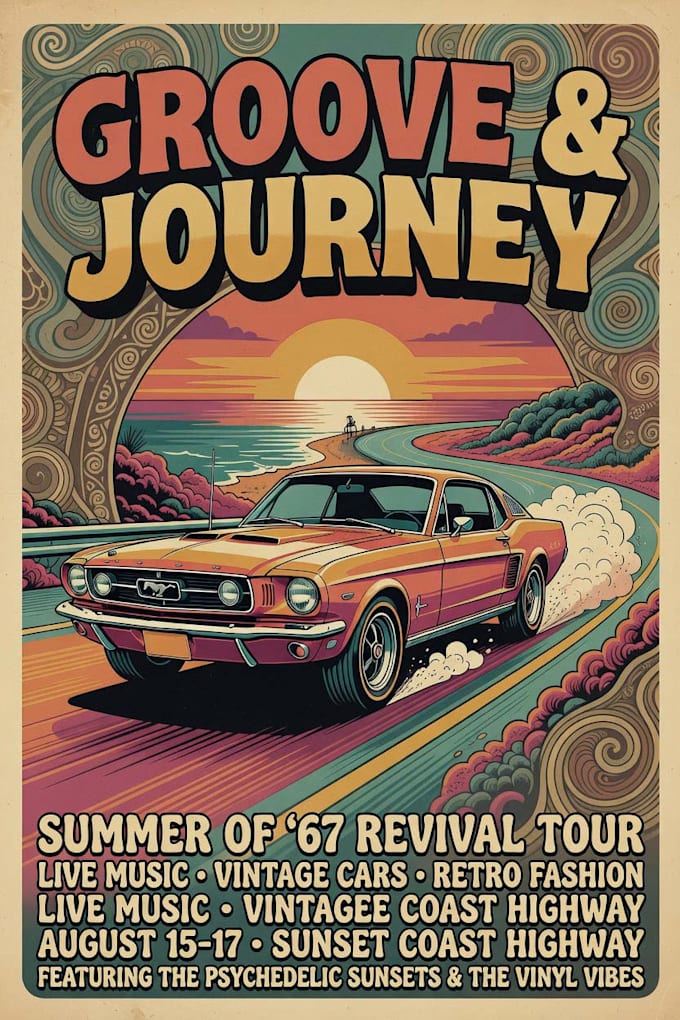make a poster design in a retro vintage style