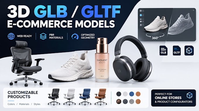 create a customizable 3d glb gltf model for your ecommerce store