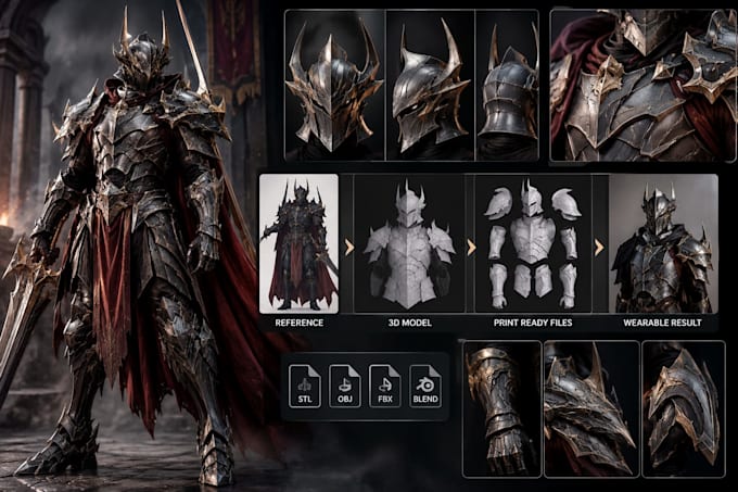 create custom 3d wearable anime cosplay armor for 3d printing
